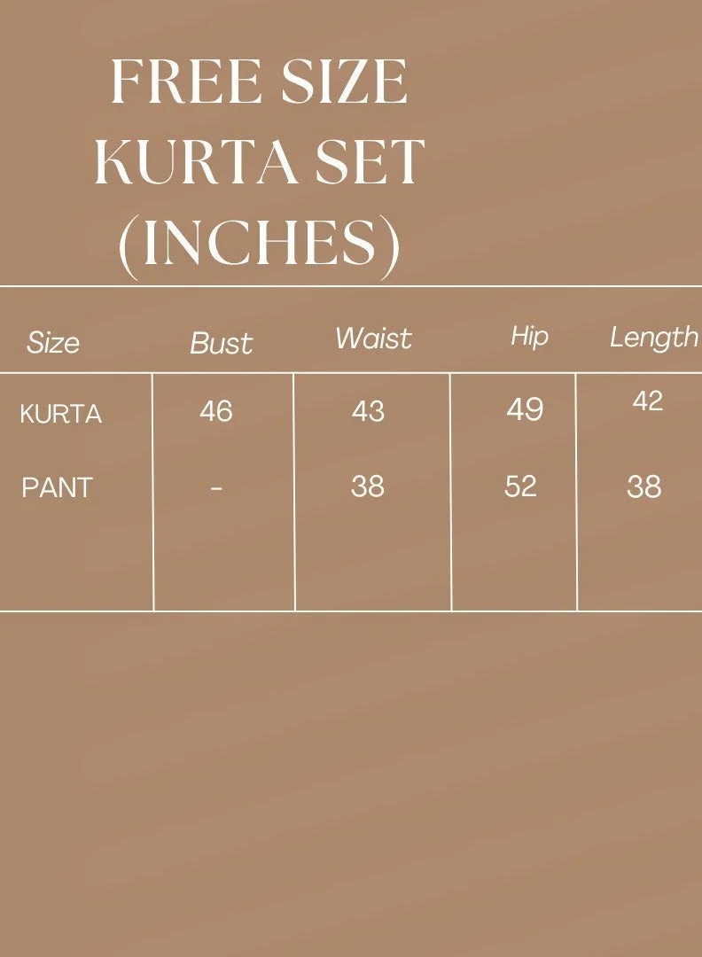 باناش برييا طقم كورتا قطني فاخر مطبوع يدويًا للنساء بمقاس واحد – من الملابس العرقية الهندية